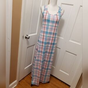 LulaRoe Pastel Plaid Print Dani Maxi Dress, Size Small, Preppy, fun